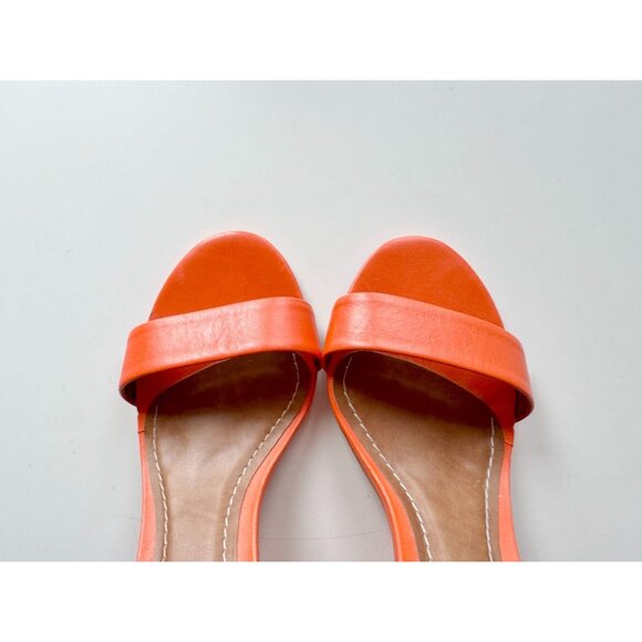 L'INTERVALLE Eos Orange Leather Open Toe Ankle Strap Block Heel Sandals, Size 7 - Picture 6 of 14